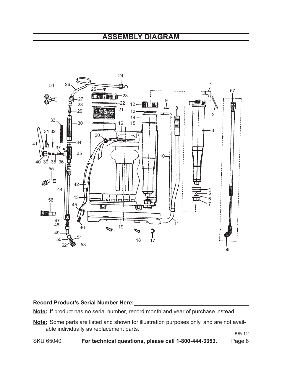 Assembly diagram | Harbor Freight Tools 65040 User Manual | Page 8 / 8