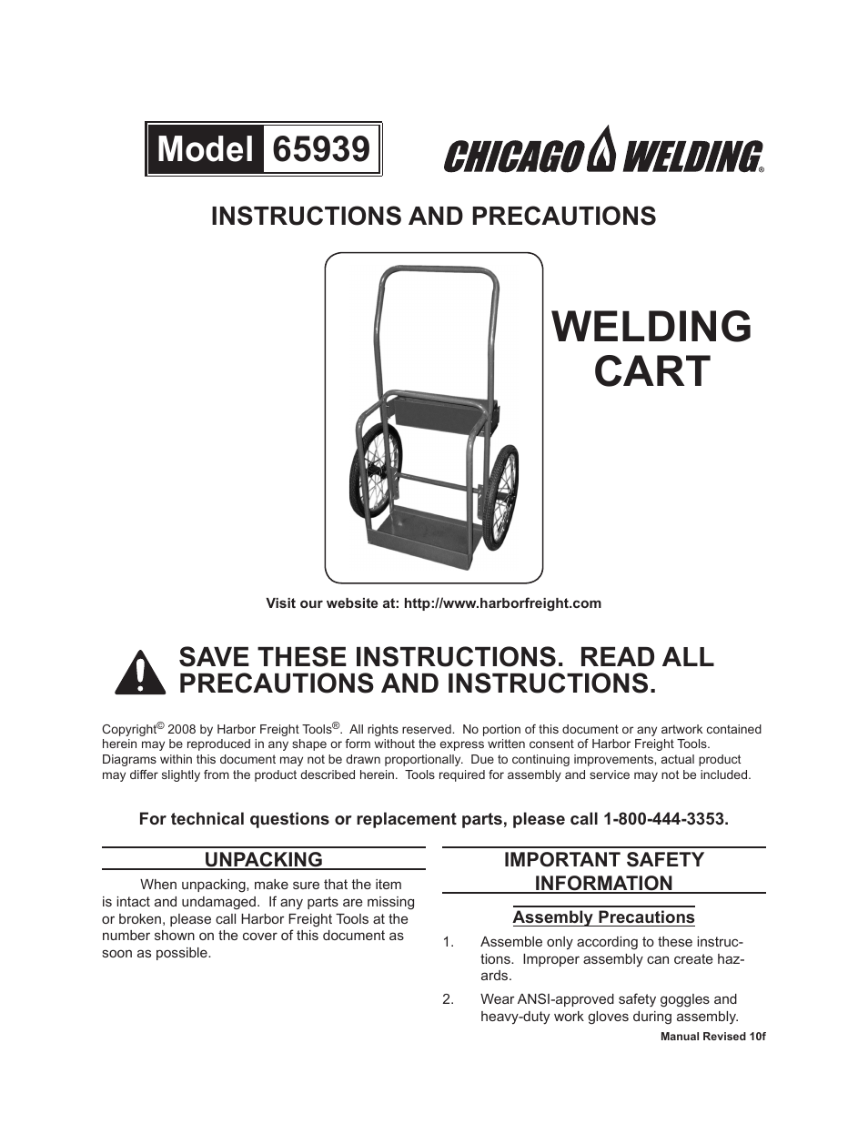 Harbor Freight Tools 65939 User Manual | 3 pages