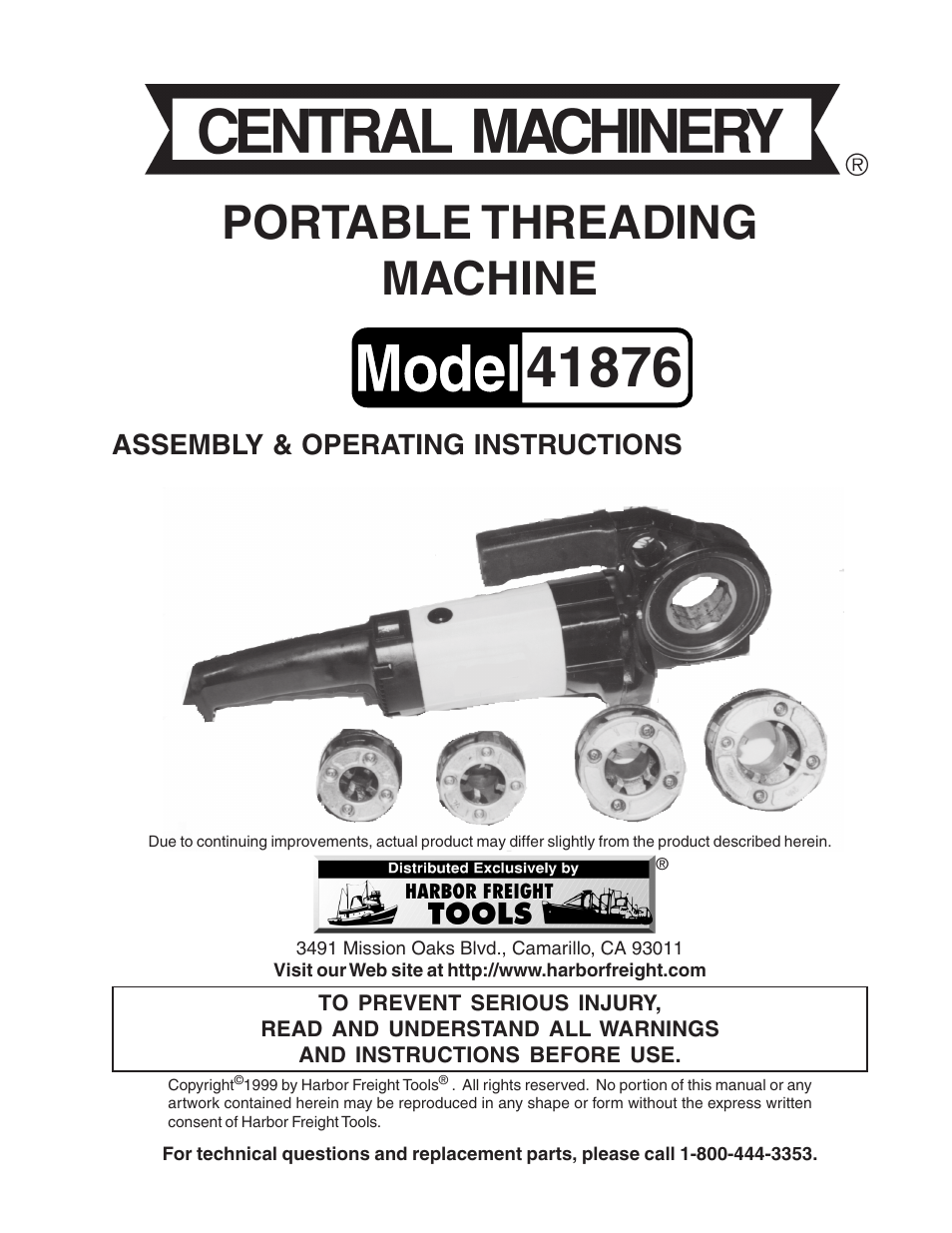 Harbor Freight Tools 41876 User Manual | 7 pages