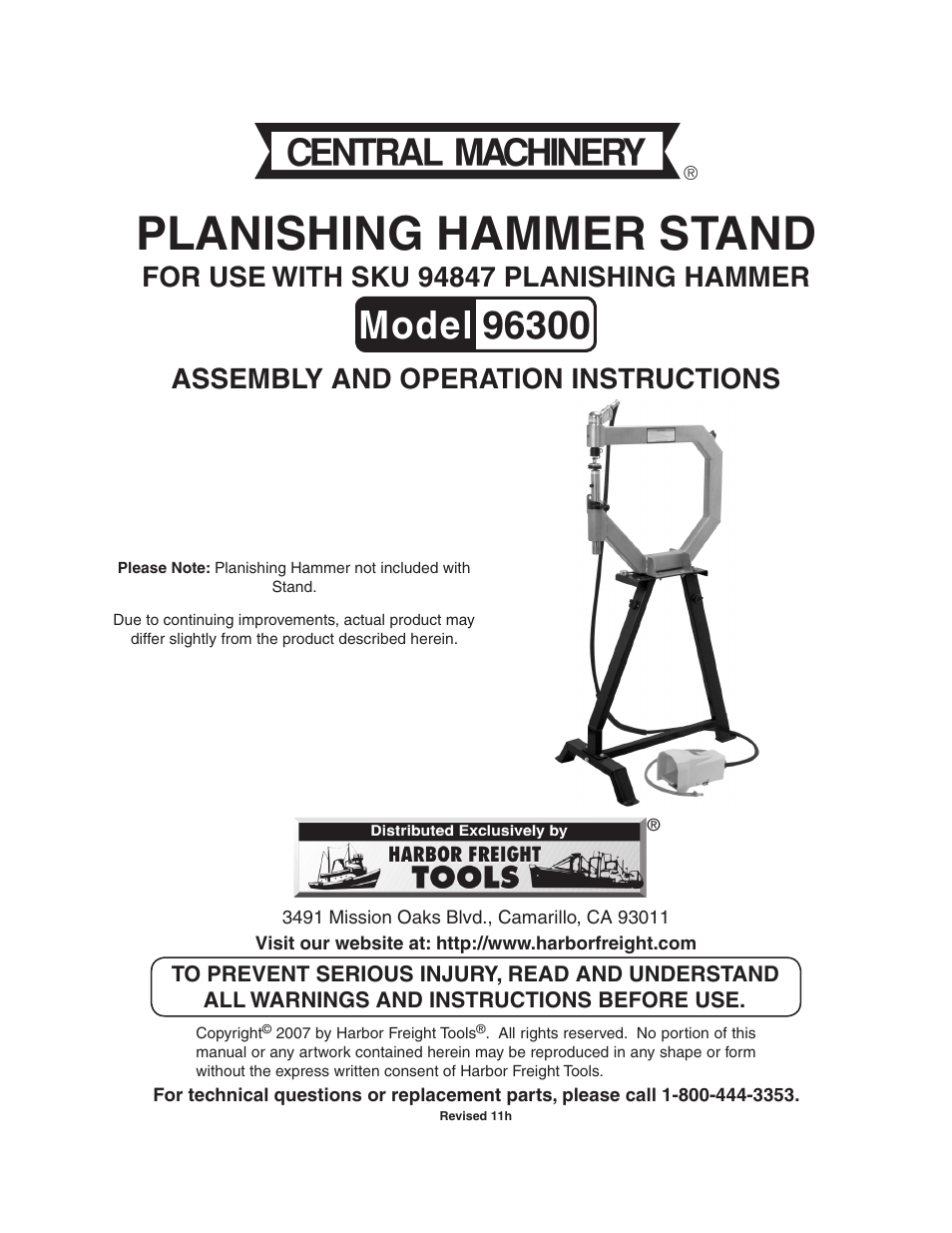 Harbor Freight Tools 96300 User Manual | 7 pages