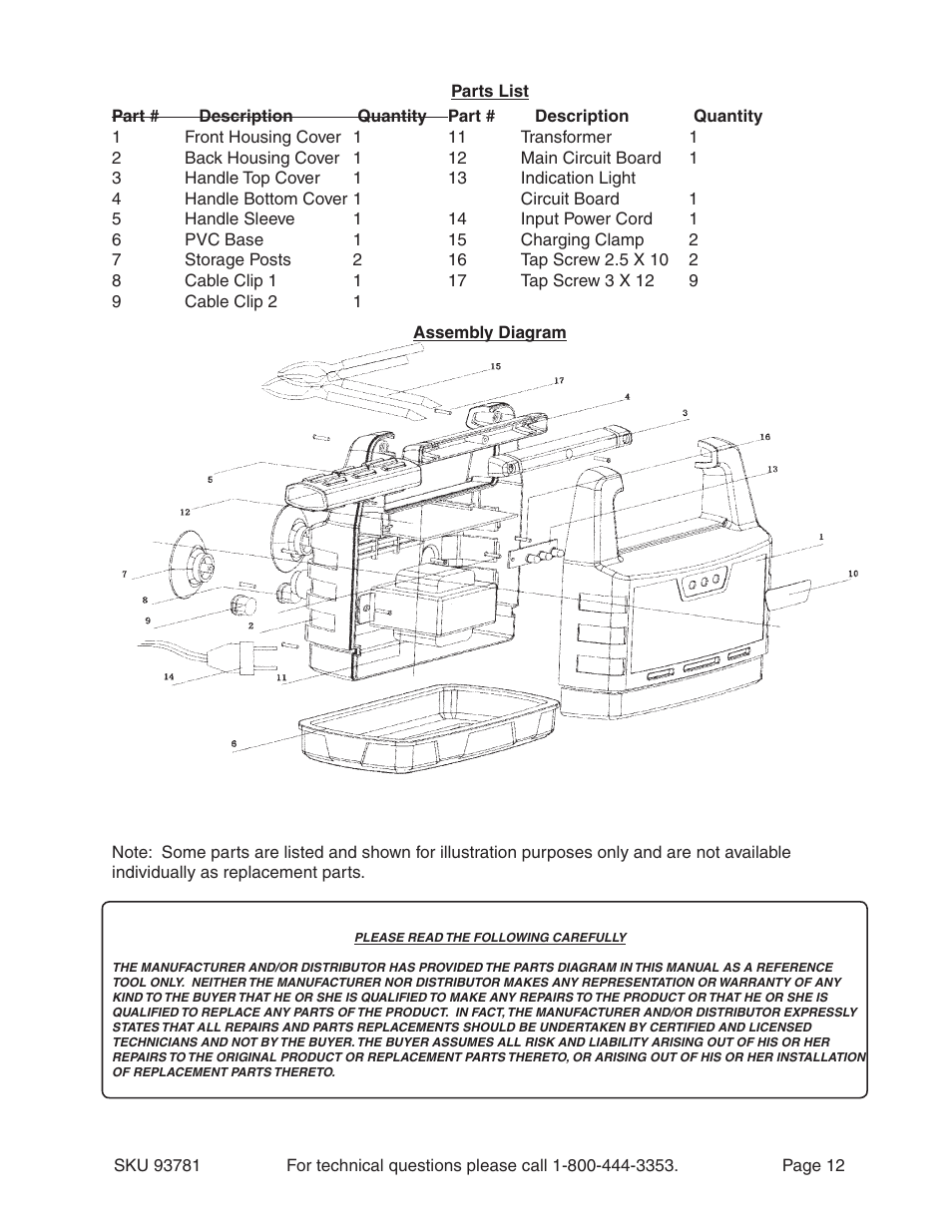 Harbor Freight Tools 93781 User Manual | Page 12 / 12