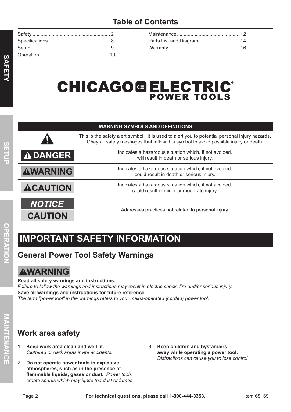 Harbor Freight Tools 68169 User Manual | Page 2 / 16