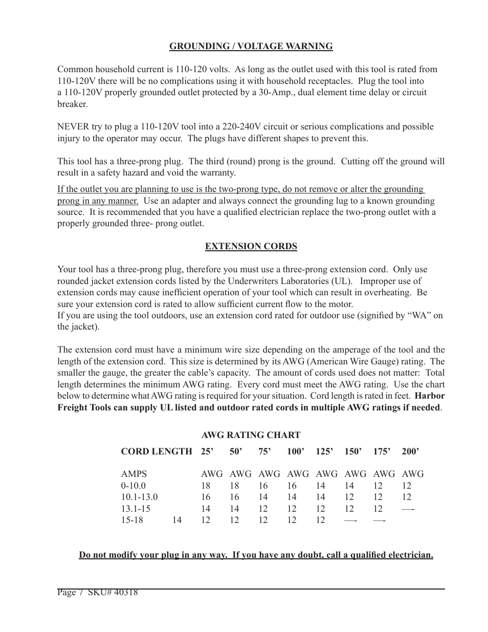 Harbor Freight Tools CENTRAL MACHINERY 40318 User Manual | Page 7 / 11