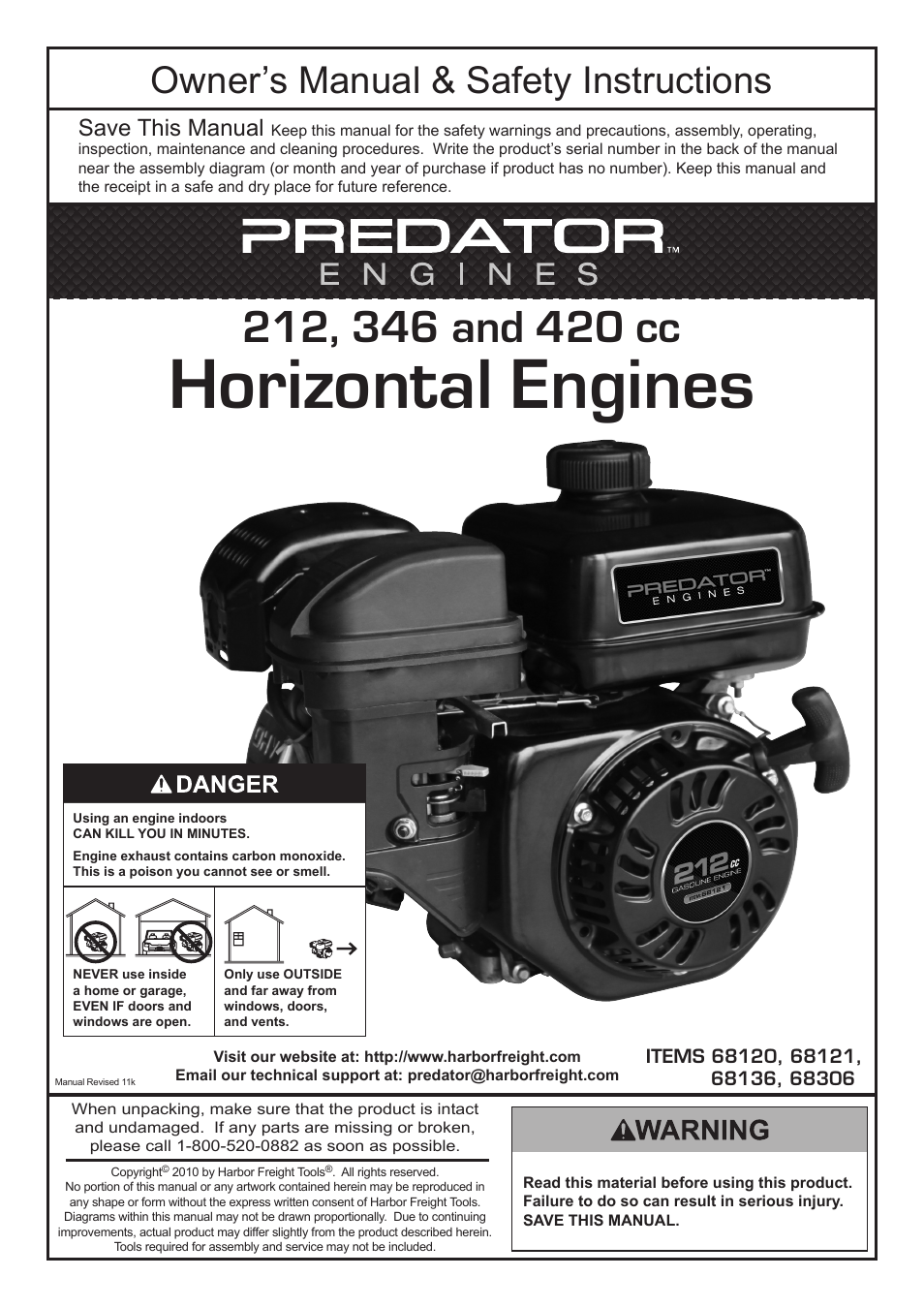 Harbor Freight Tools Predator  Engines 212 User Manual | 32 pages