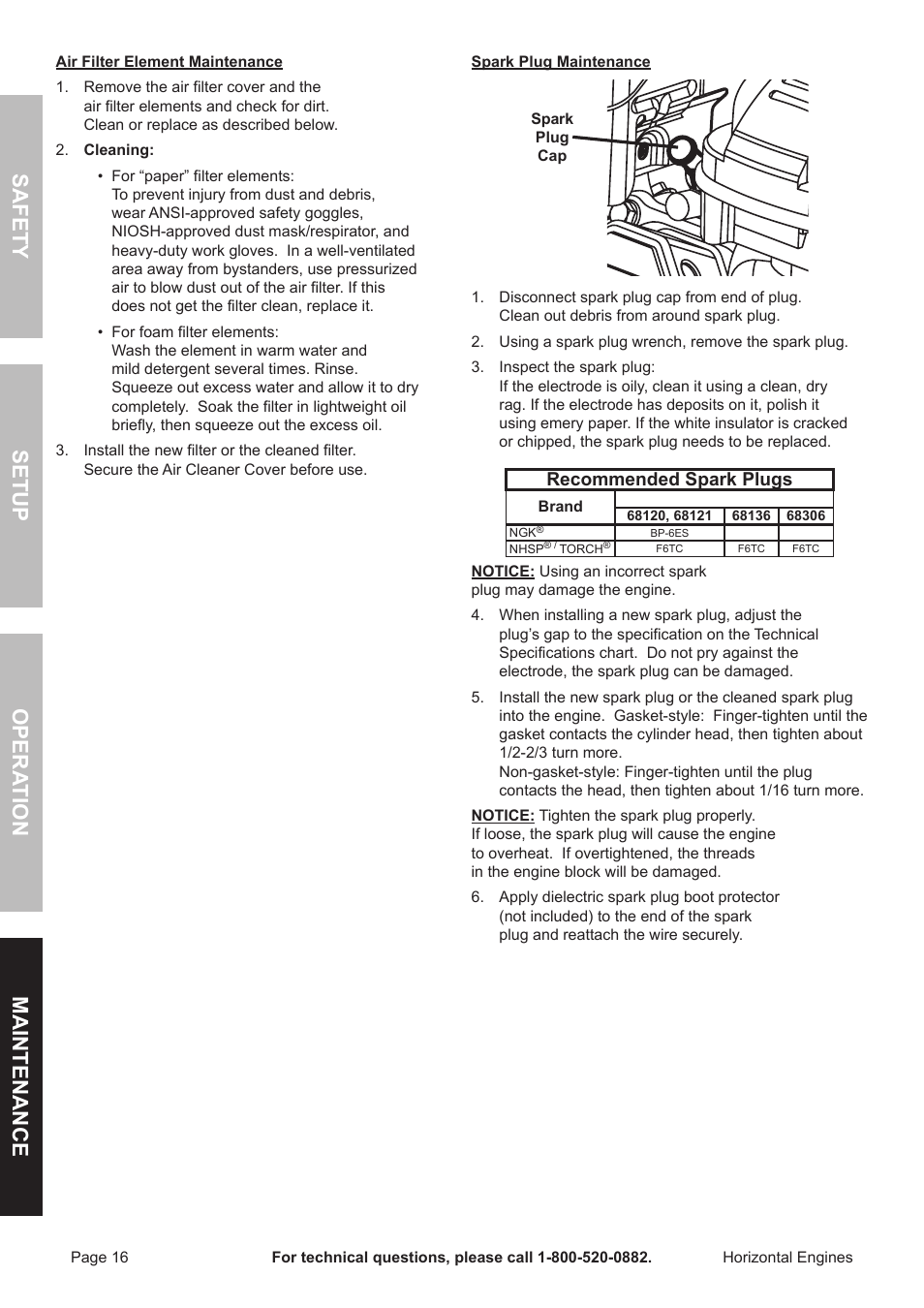 Safety opera tion maintenance setup | Harbor Freight Tools Predator  Engines 212 User Manual | Page 16 / 32
