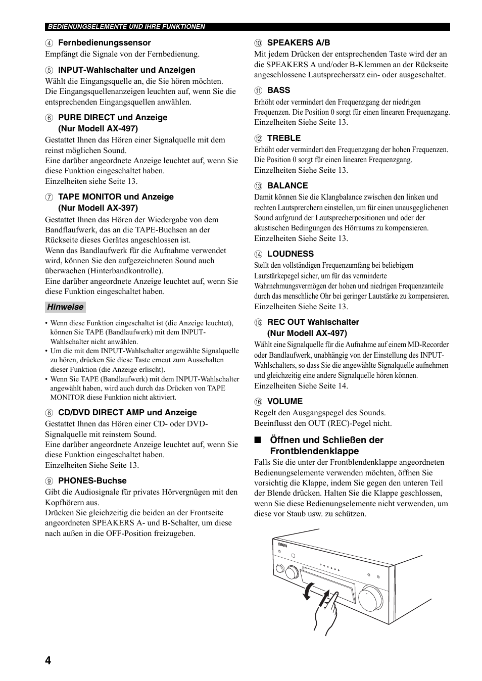 Yamaha AX-497 User Manual | Page 44 / 116