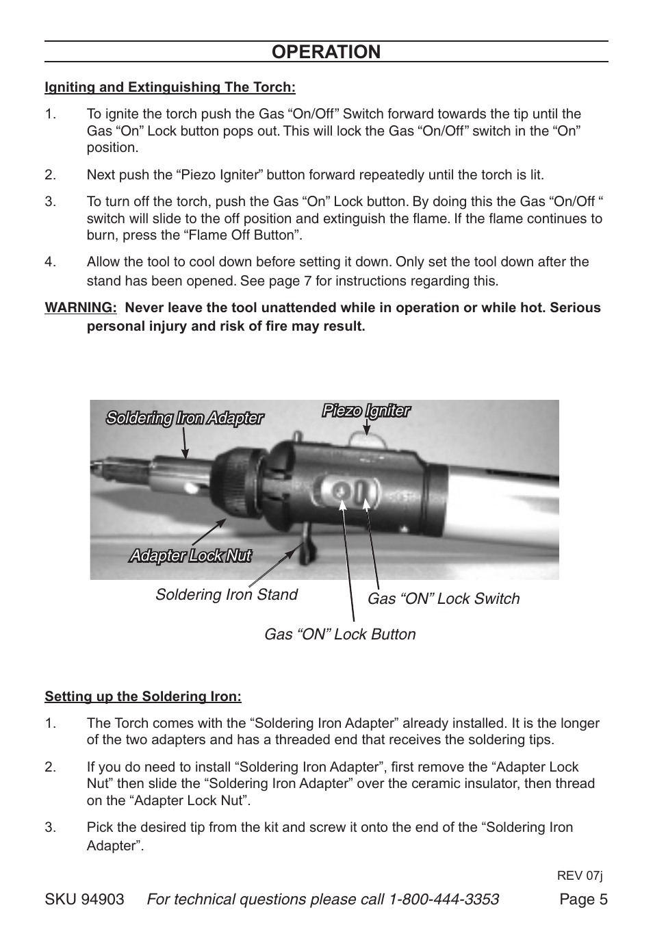 Operation | Harbor Freight Tools TORCH KIT 94903 User Manual | Page 5 / 8