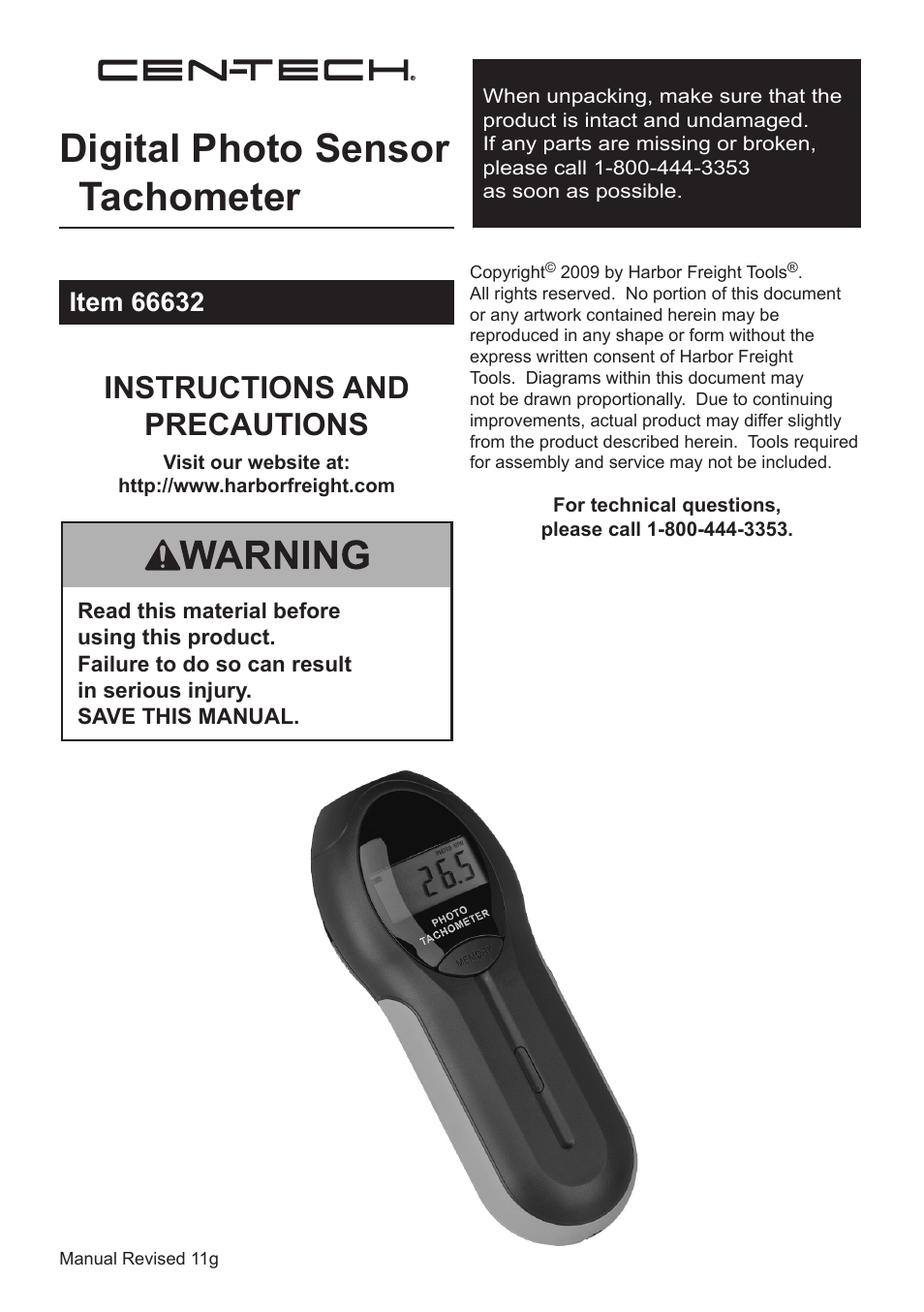 Harbor Freight Tools 66632 User Manual | 4 pages