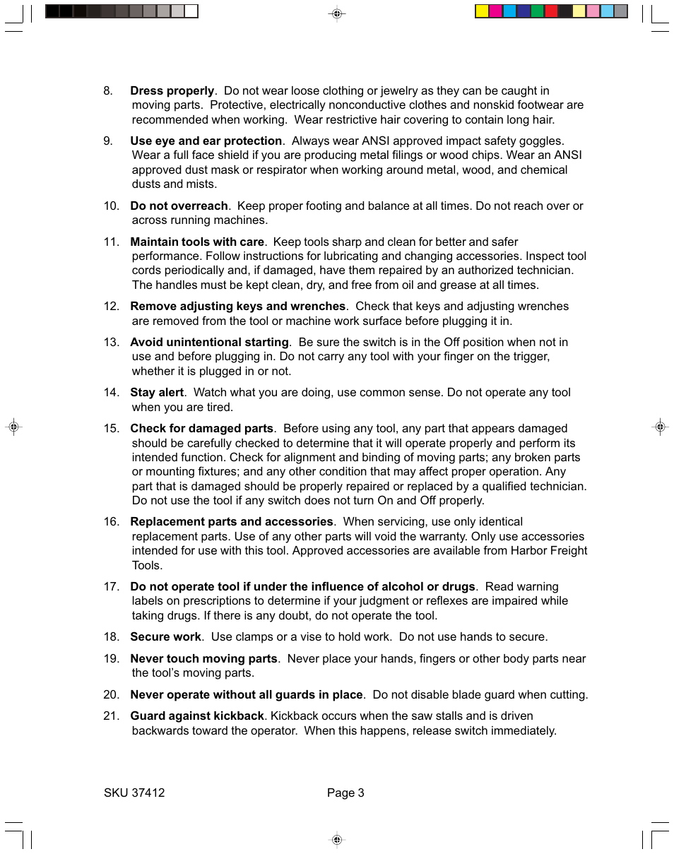 Harbor Freight Tools 37412 User Manual | Page 3 / 9