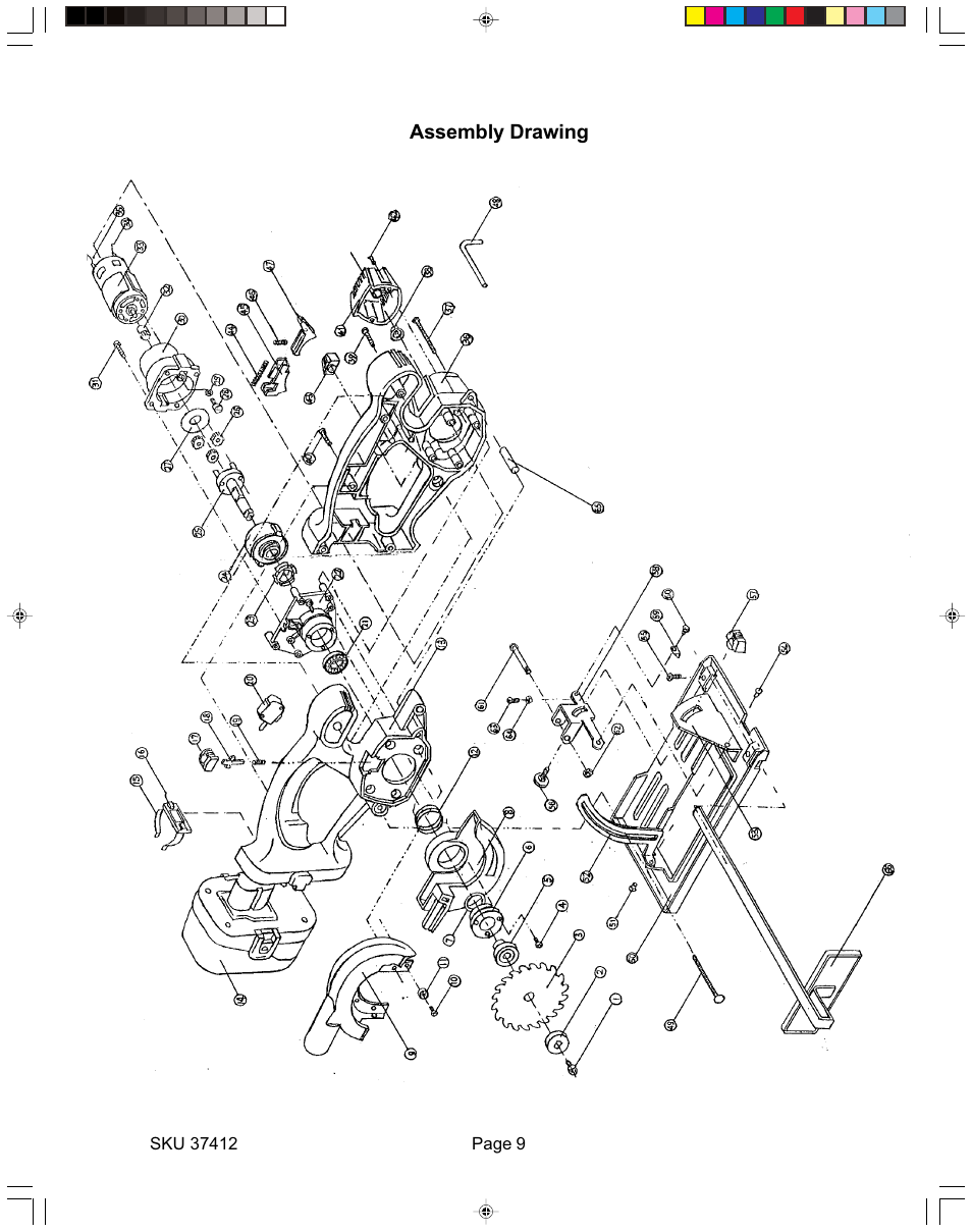 Assembly drawing | Harbor Freight Tools 37412 User Manual | Page 9 / 9