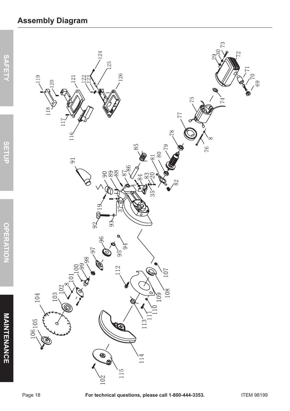 Assembly diagram | Harbor Freight Tools 98199 User Manual | Page 18 / 20