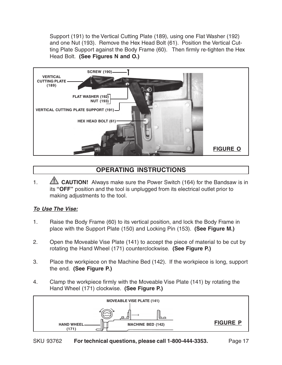 Operating instructions | Harbor Freight Tools 93762 User Manual | Page 17 / 33