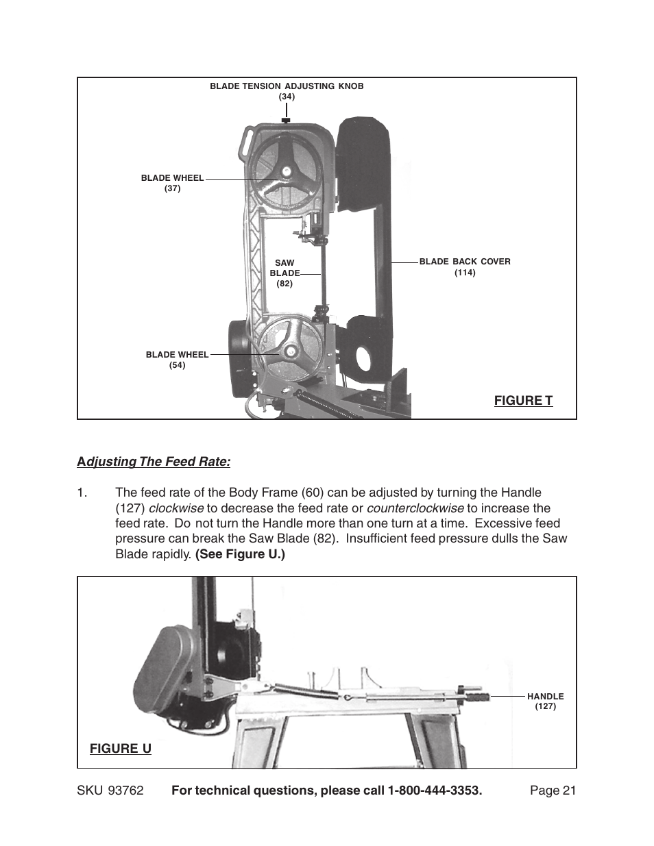 Djusting the feed rate, Clockwise, Counterclockwise | Harbor Freight Tools 93762 User Manual | Page 21 / 33