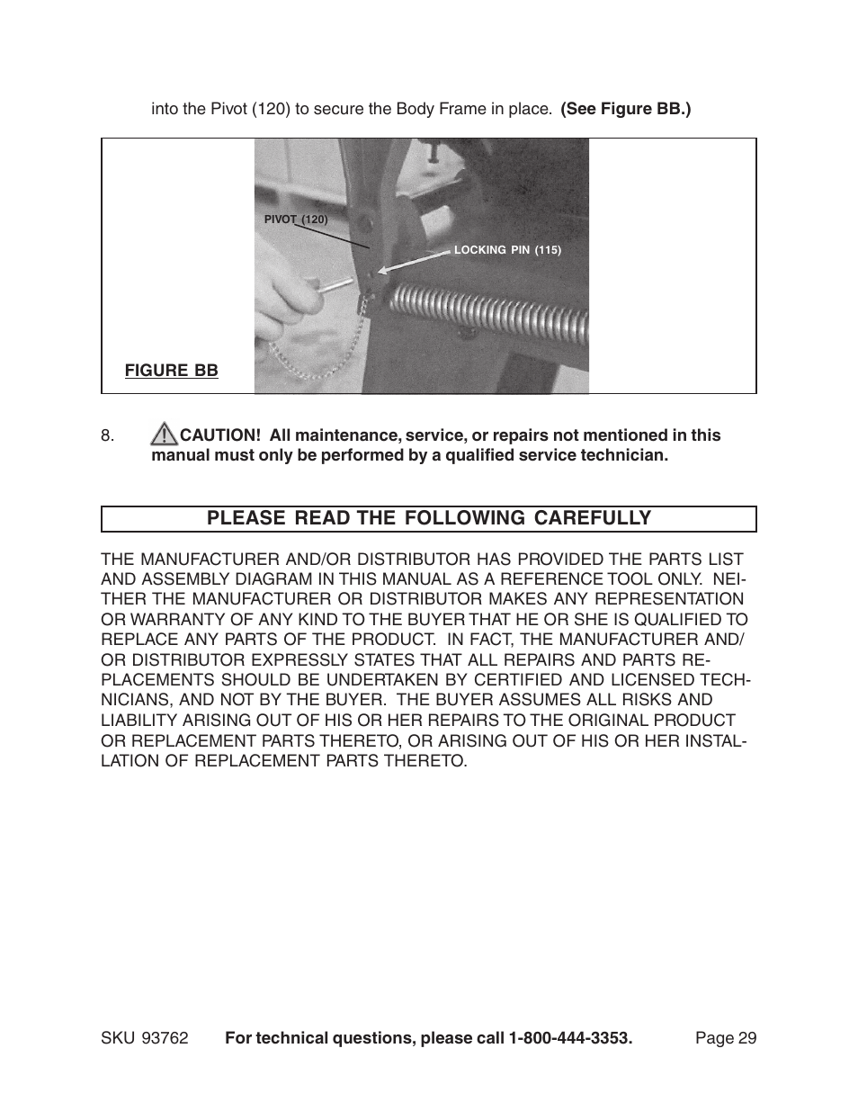 Please read the following carefully | Harbor Freight Tools 93762 User Manual | Page 29 / 33