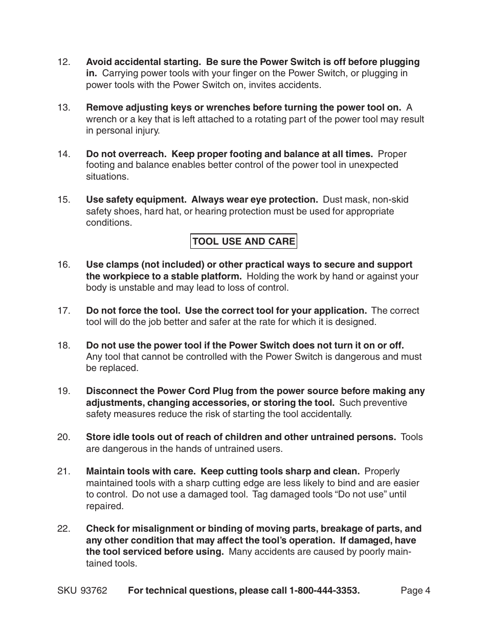 Harbor Freight Tools 93762 User Manual | Page 4 / 33