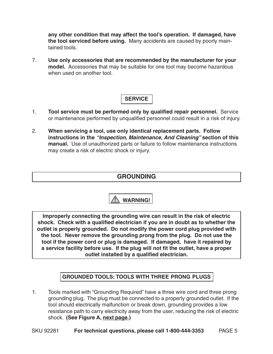 Harbor Freight Tools 92281 User Manual | Page 5 / 18