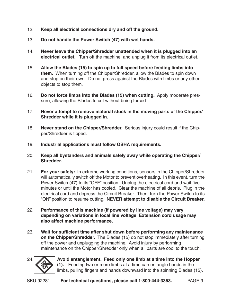 Harbor Freight Tools 92281 User Manual | Page 9 / 18