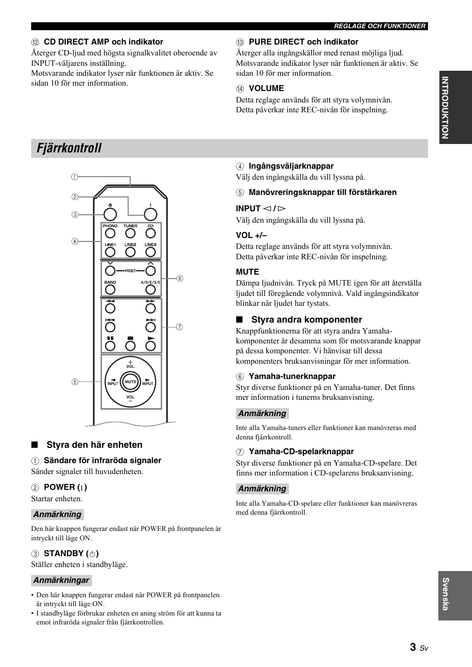 Fjärrkontroll | Yamaha A-S700 User Manual | Page 59 / 144