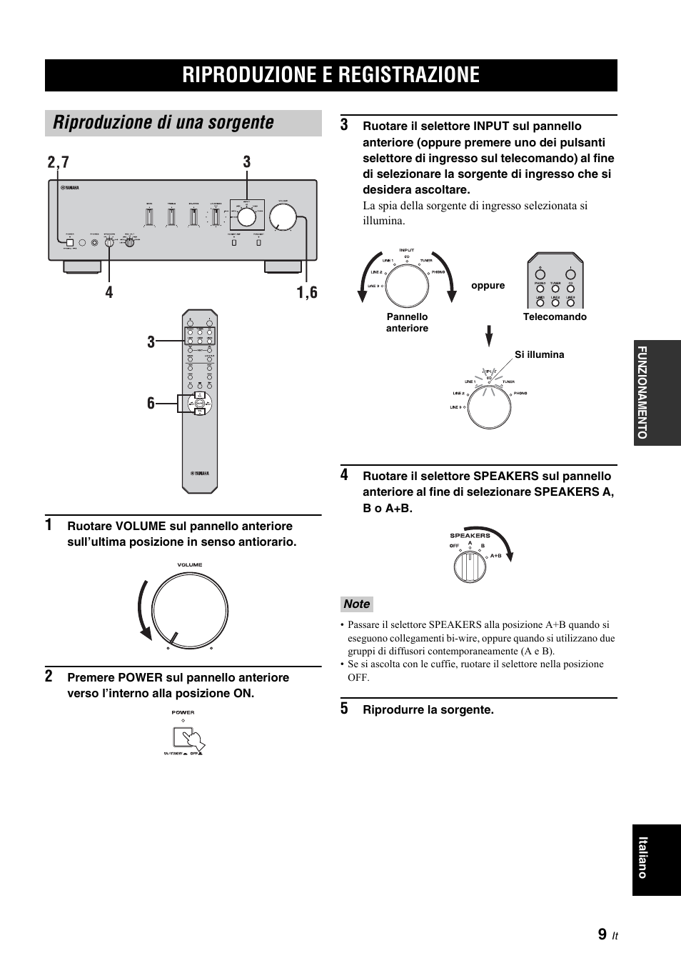 Funzionamento, Riproduzione e registrazione, Riproduzione di una sorgente | Nz io, Na m | Yamaha A-S700 User Manual | Page 83 / 144