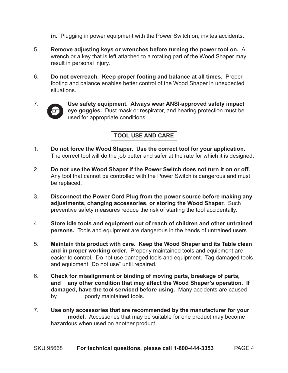 Harbor Freight Tools CENTRAL MACHINERY 95668 User Manual | Page 4 / 30