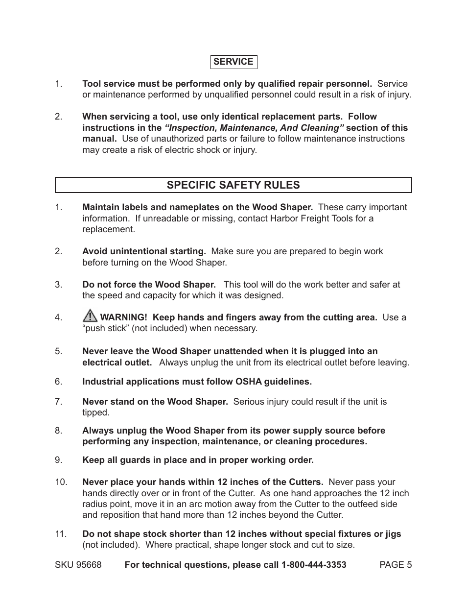 Harbor Freight Tools CENTRAL MACHINERY 95668 User Manual | Page 5 / 30