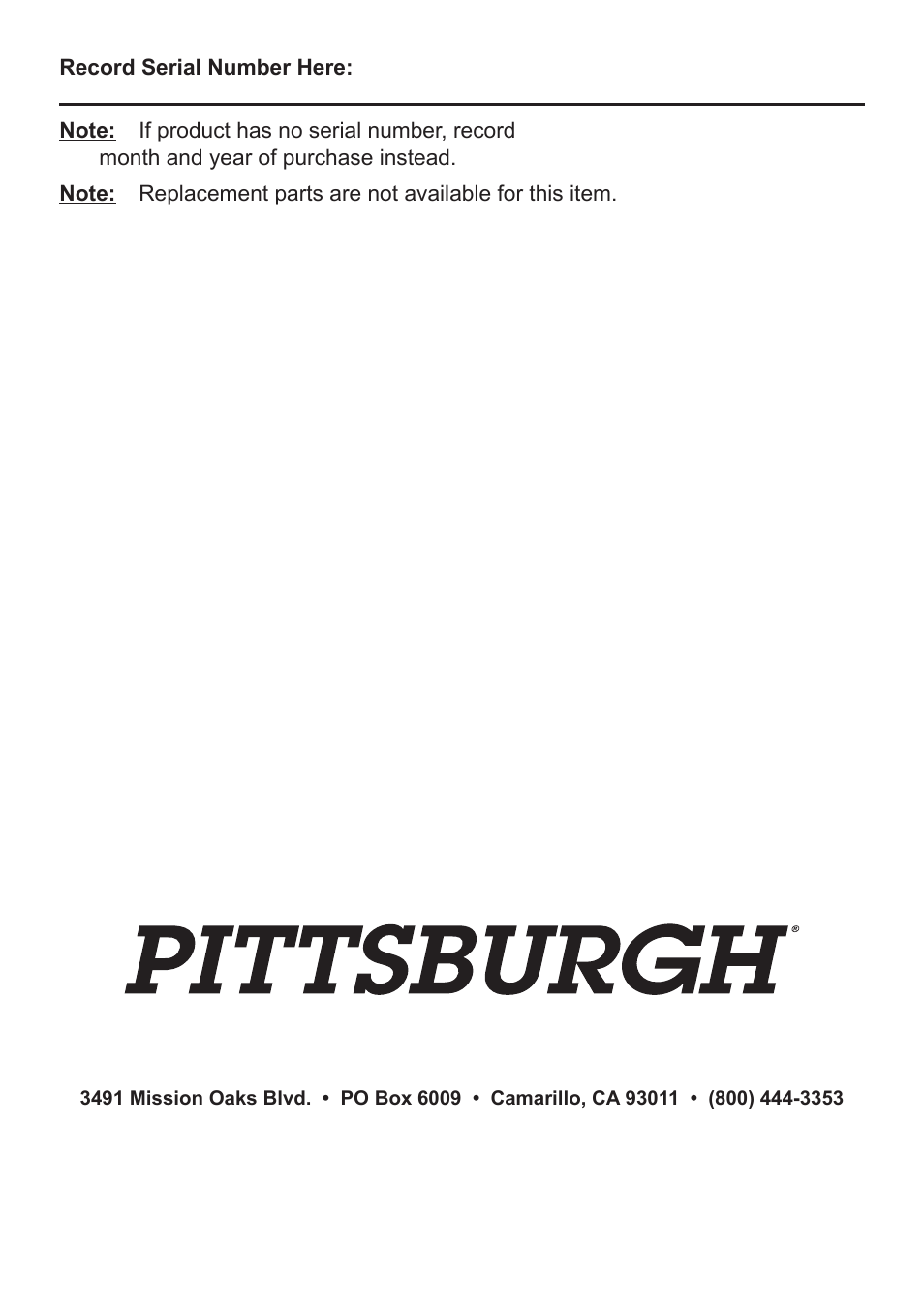 Harbor Freight Tools Pittsburgh Laser Range Finder 67802 User Manual | Page 8 / 8