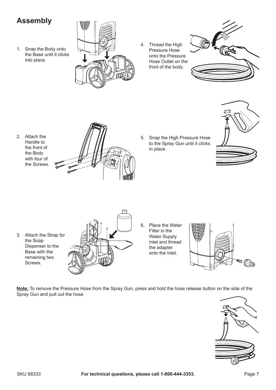 Assembly | Harbor Freight Tools Pacifichydrostar 68333 User Manual | Page 7 / 16