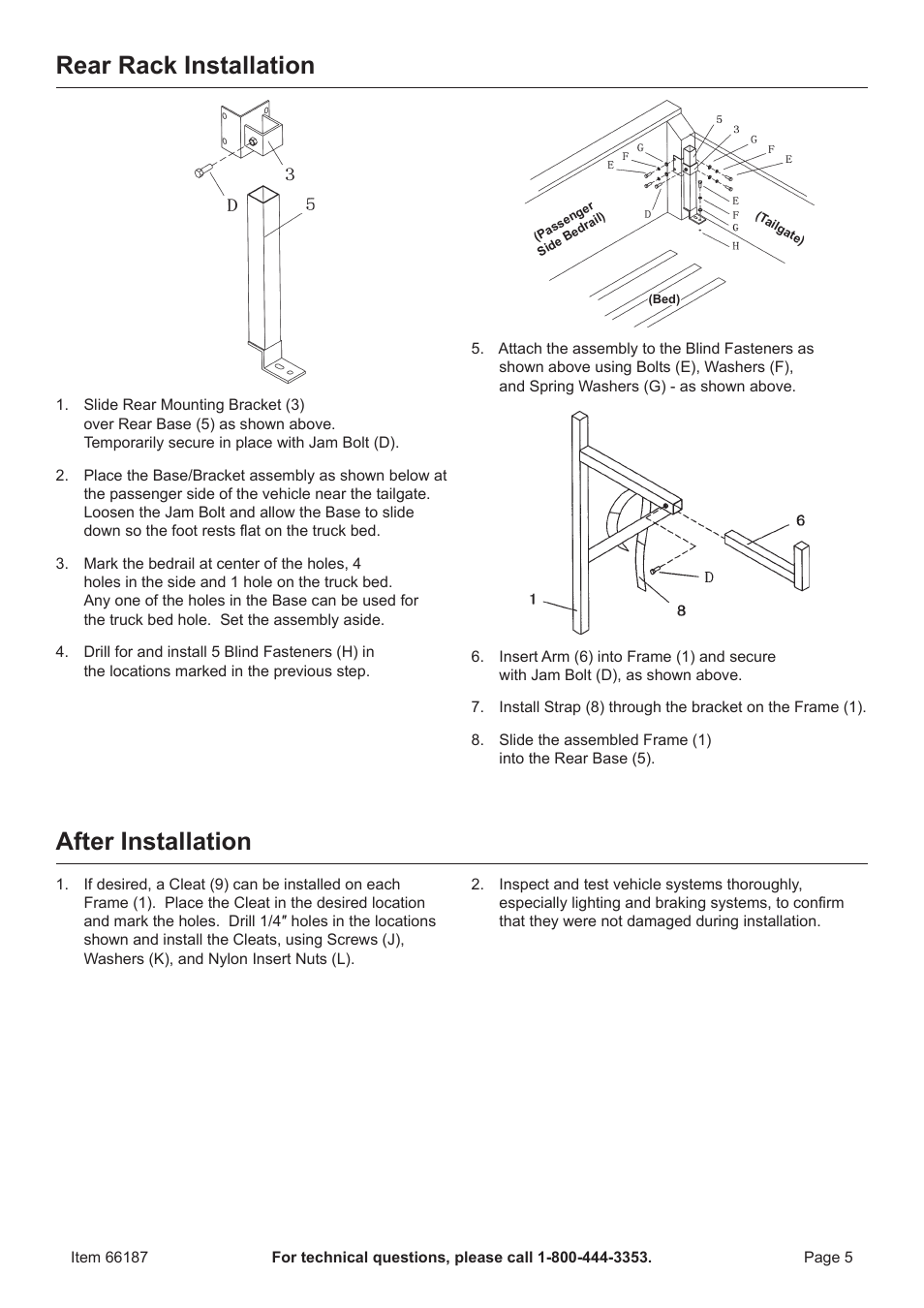 Rear rack installation, After installation | Harbor Freight Tools 66187 User Manual | Page 5 / 8