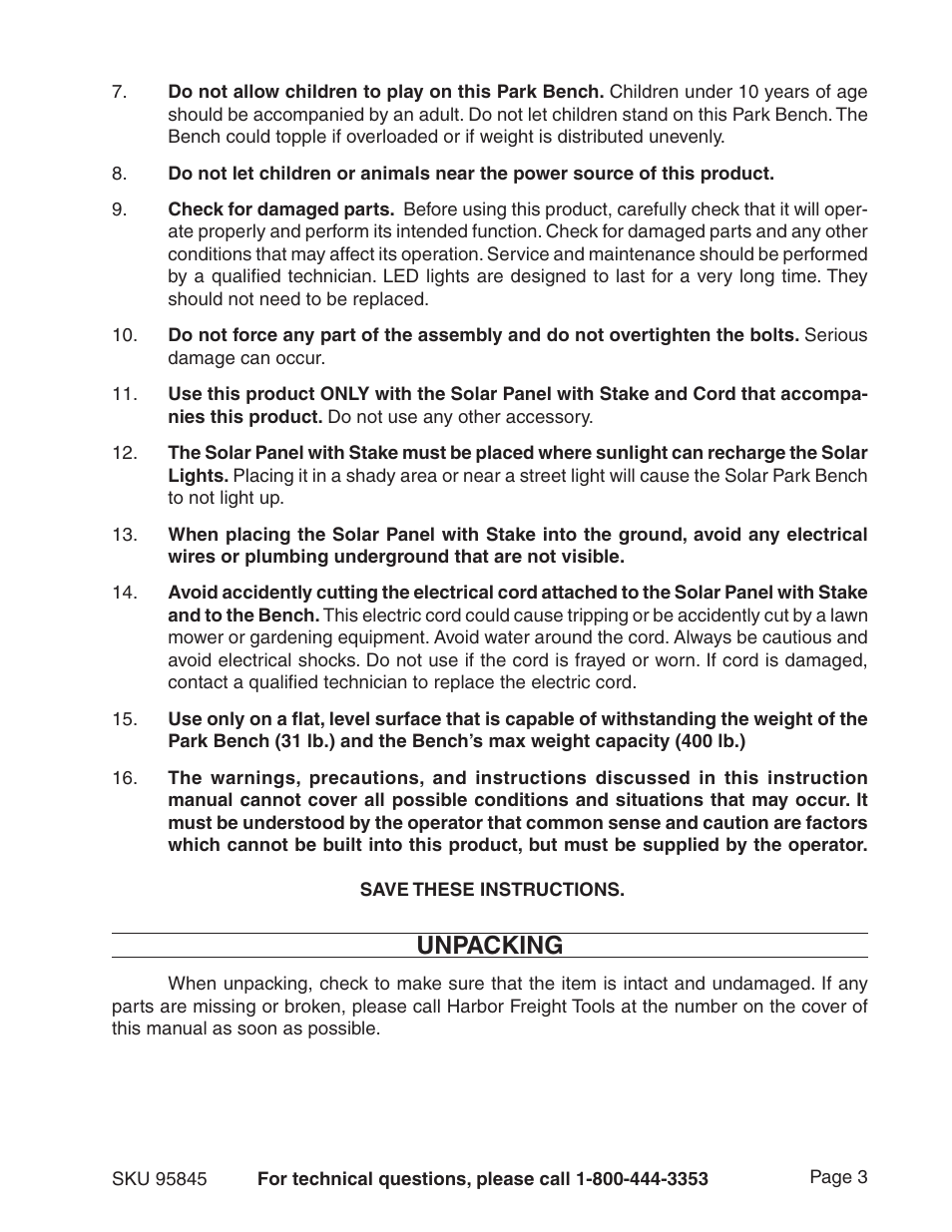 Unpacking | Harbor Freight Tools Butler 95845 User Manual | Page 3 / 8