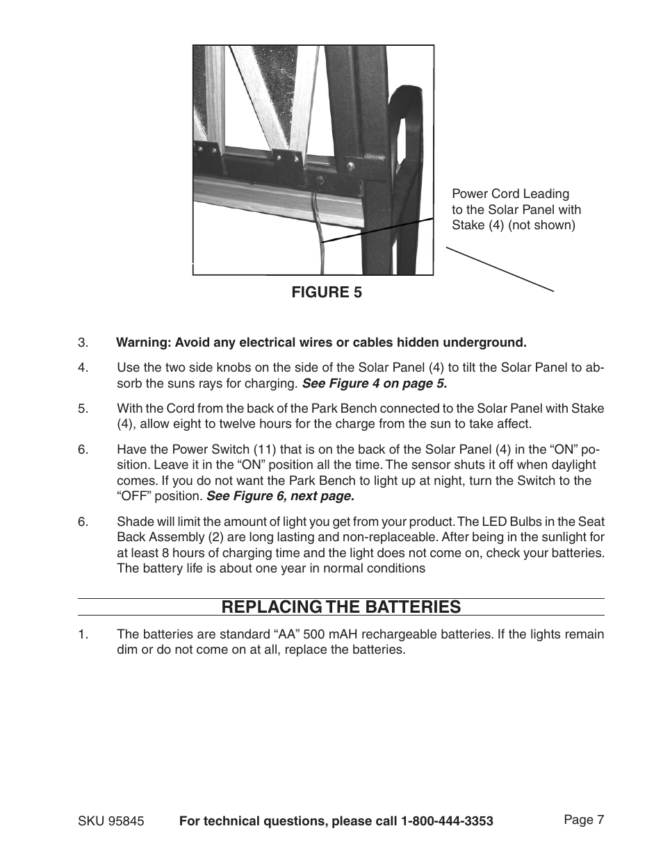 Replacing the batteries, Figure 5 | Harbor Freight Tools Butler 95845 User Manual | Page 7 / 8