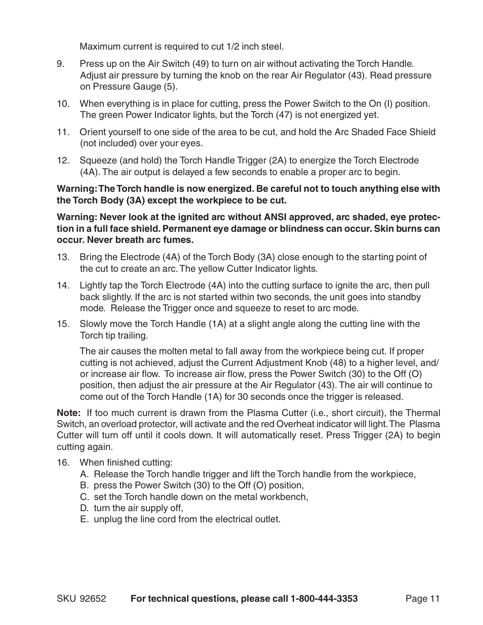 Harbor Freight Tools 92652 User Manual | Page 11 / 16