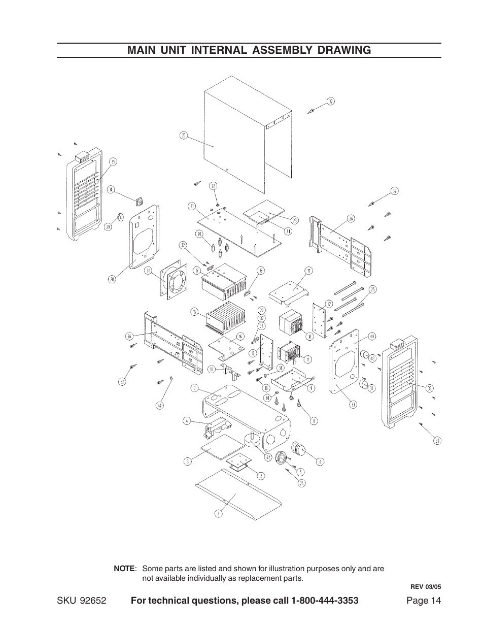 Main unit internal assembly drawing | Harbor Freight Tools 92652 User Manual | Page 14 / 16