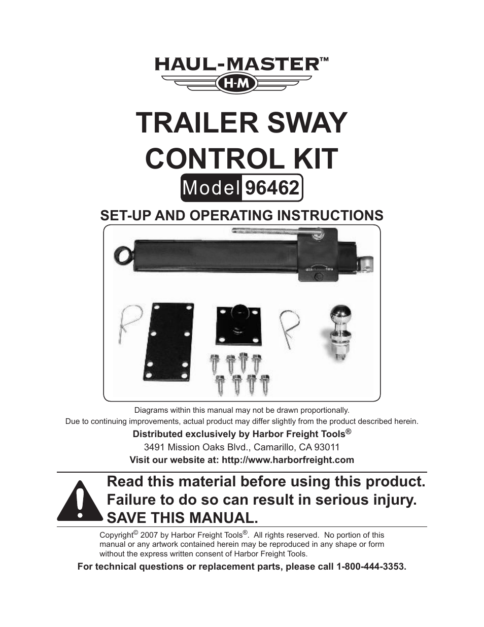 Harbor Freight Tools 96462 User Manual | 12 pages