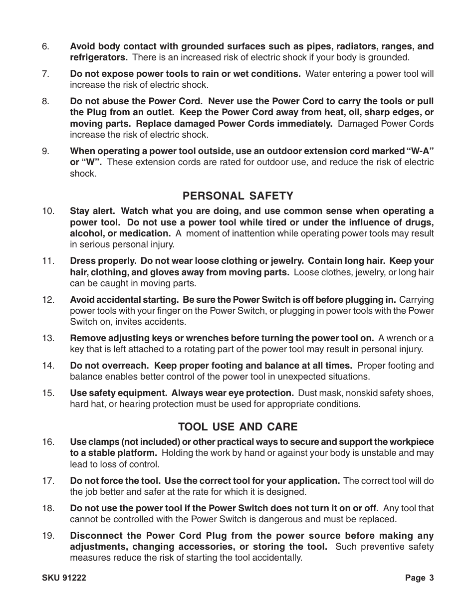Harbor Freight Tools 91222 User Manual | Page 3 / 14