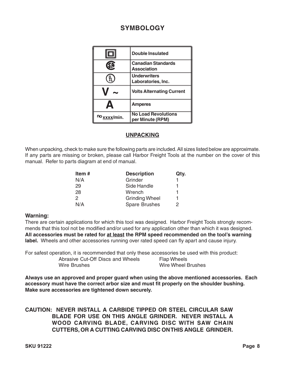 Harbor Freight Tools 91222 User Manual | Page 8 / 14