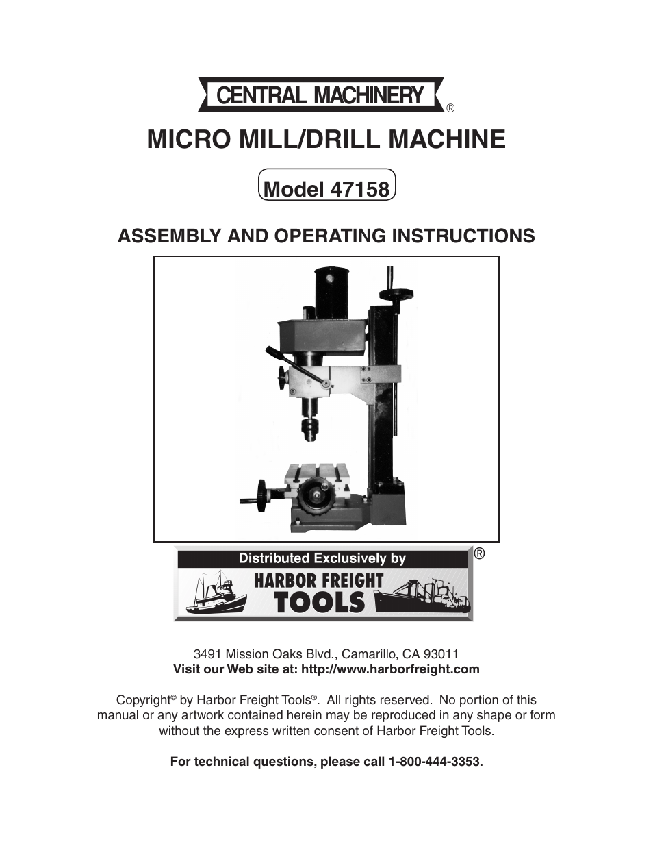 Harbor Freight Tools 47158 User Manual | 16 pages