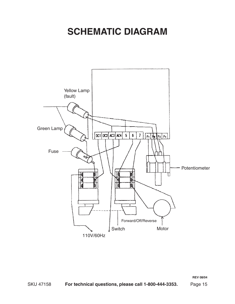 Schematic diagram | Harbor Freight Tools 47158 User Manual | Page 15 / 16