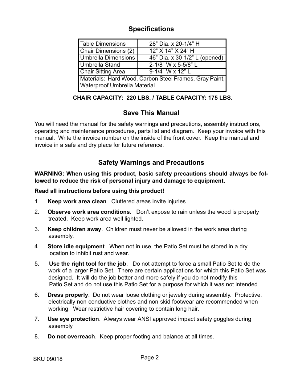 Harbor Freight Tools 9018 User Manual | Page 2 / 6