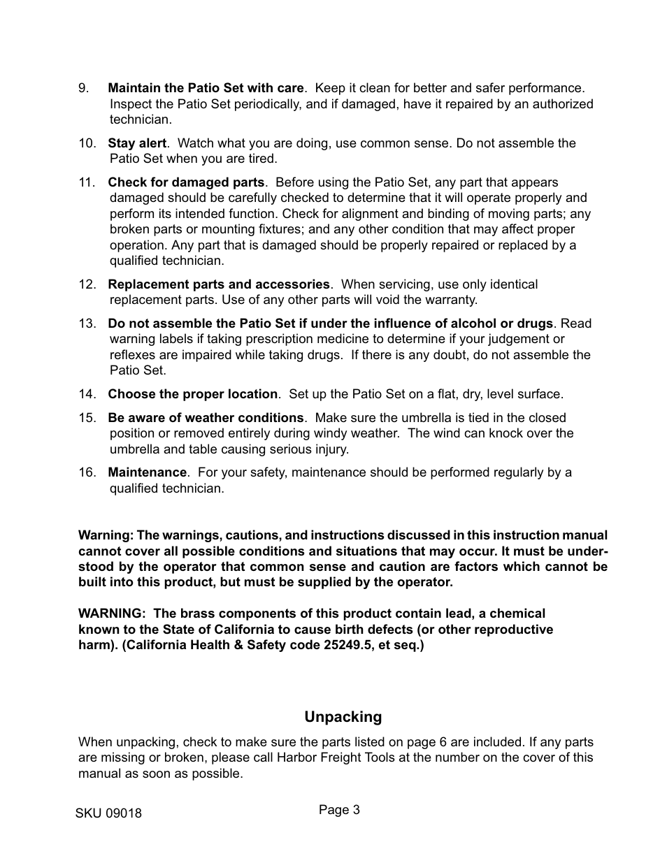 Harbor Freight Tools 9018 User Manual | Page 3 / 6