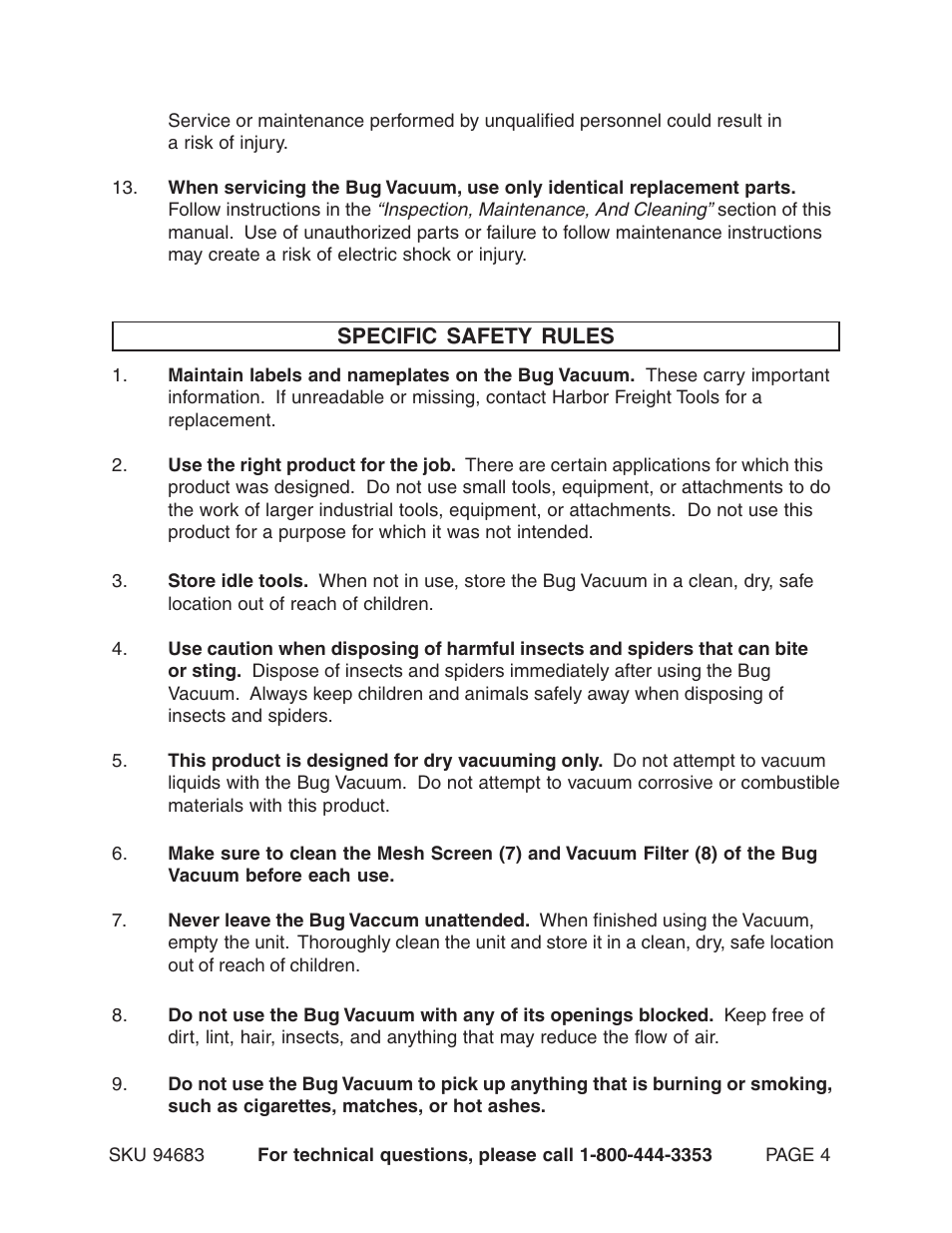 Harbor Freight Tools 94683 User Manual | Page 4 / 12