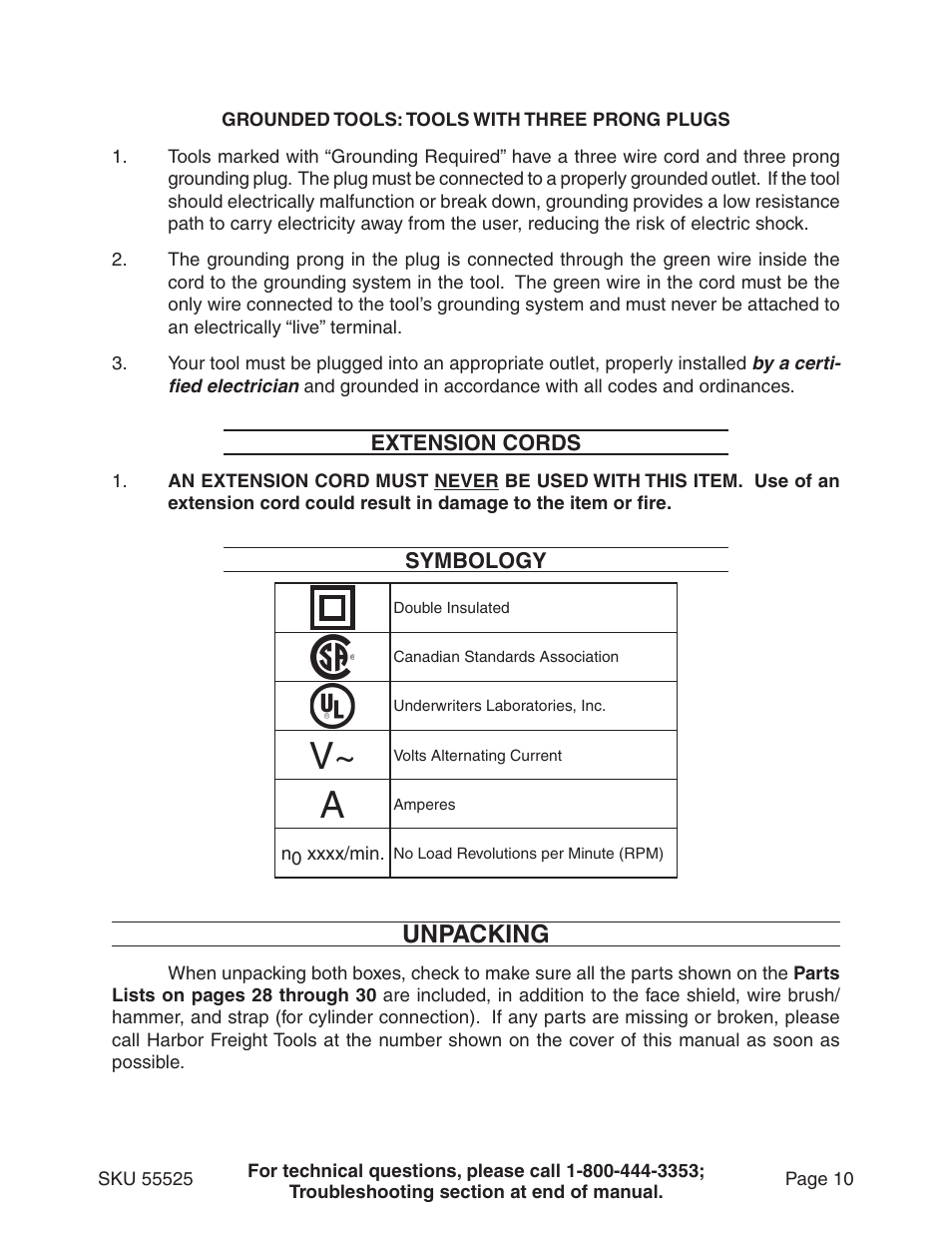 Unpacking | Harbor Freight Tools 55525 User Manual | Page 10 / 33