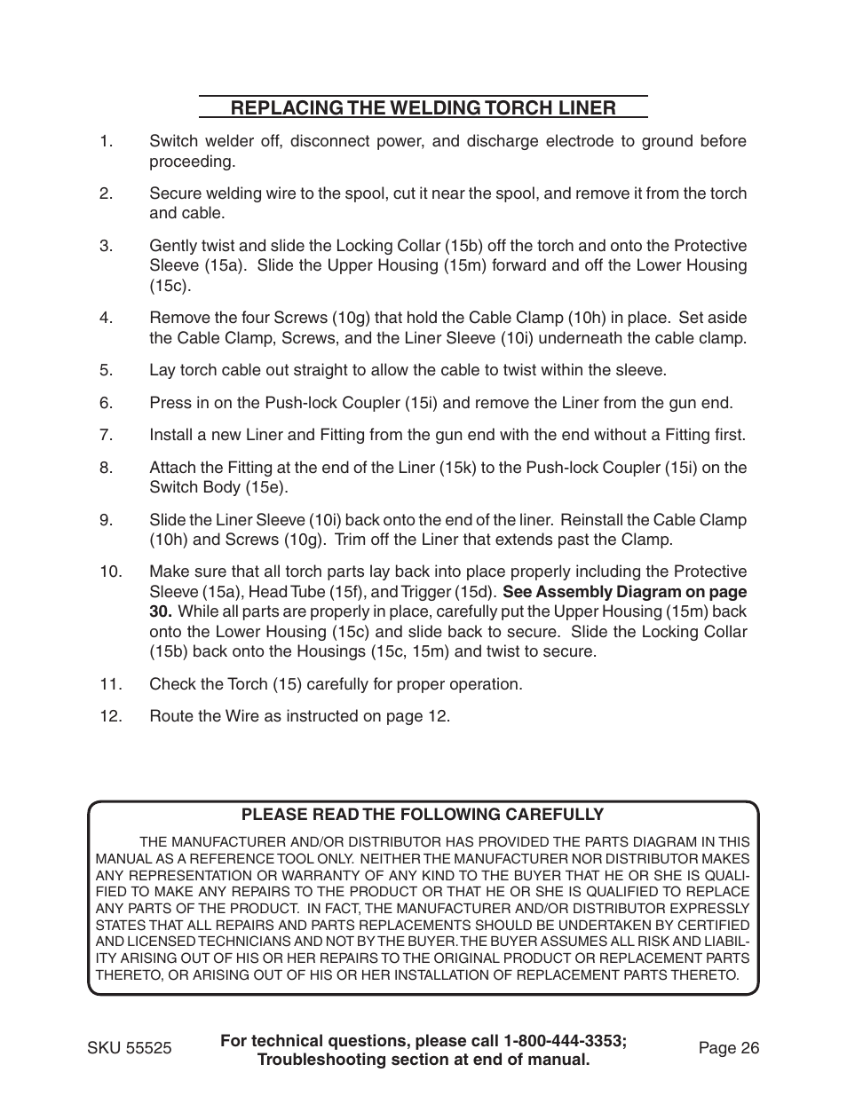 Harbor Freight Tools 55525 User Manual | Page 26 / 33