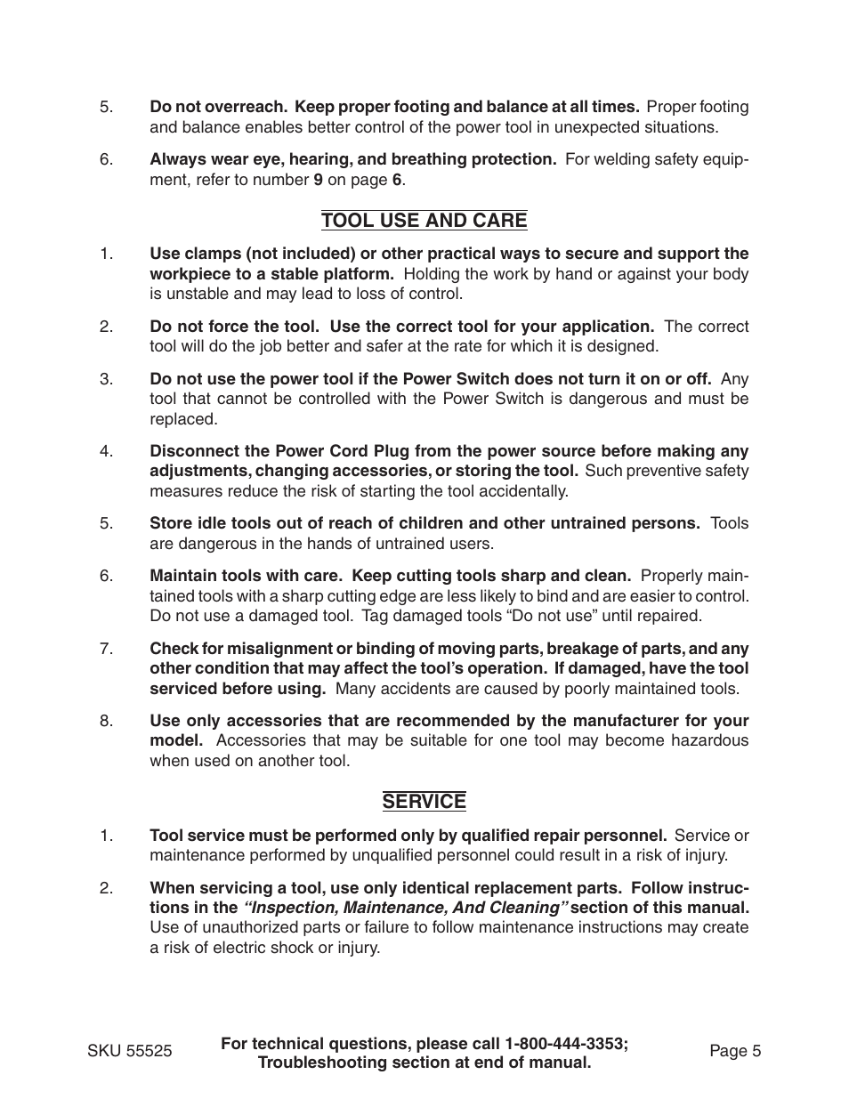 Harbor Freight Tools 55525 User Manual | Page 5 / 33