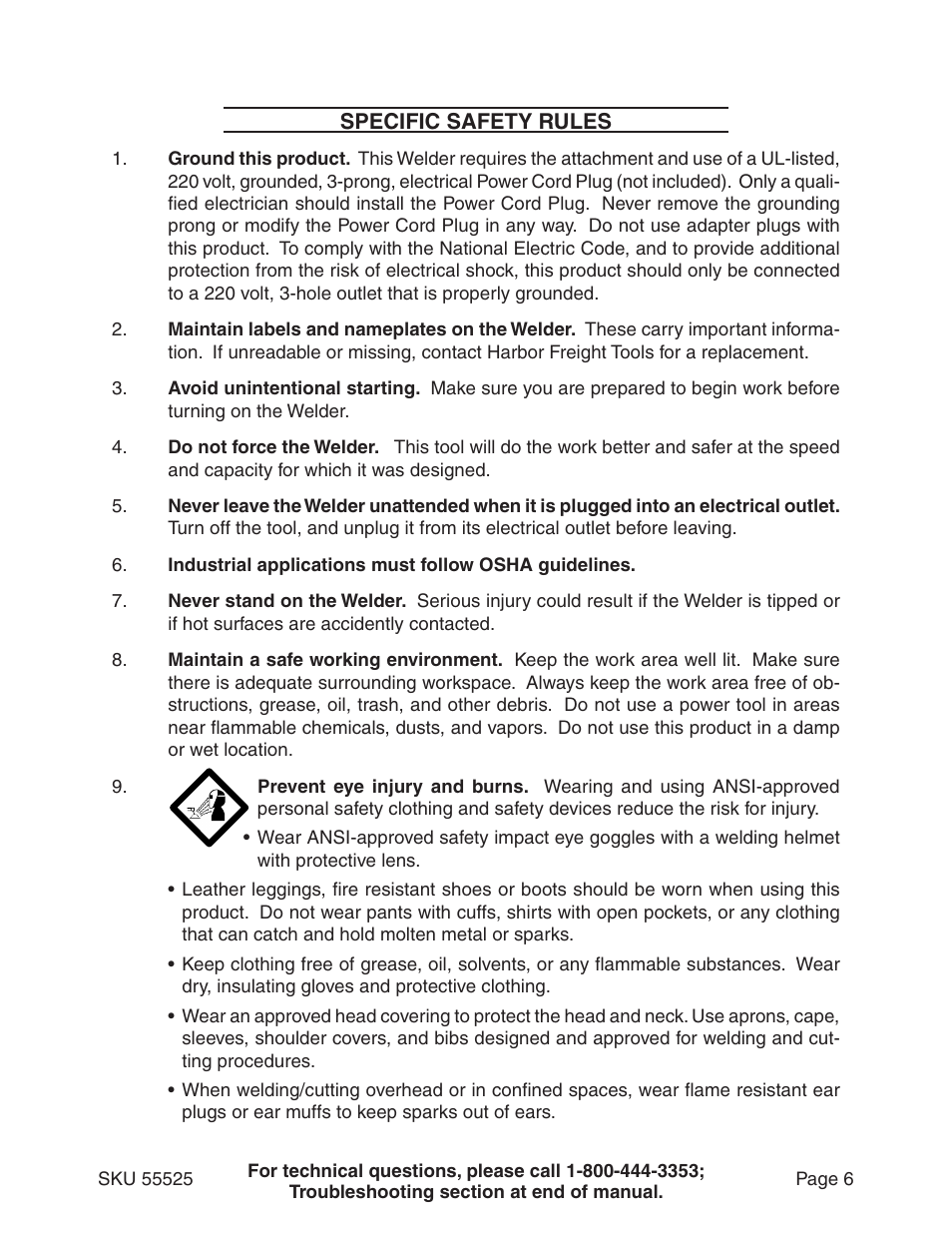 Harbor Freight Tools 55525 User Manual | Page 6 / 33