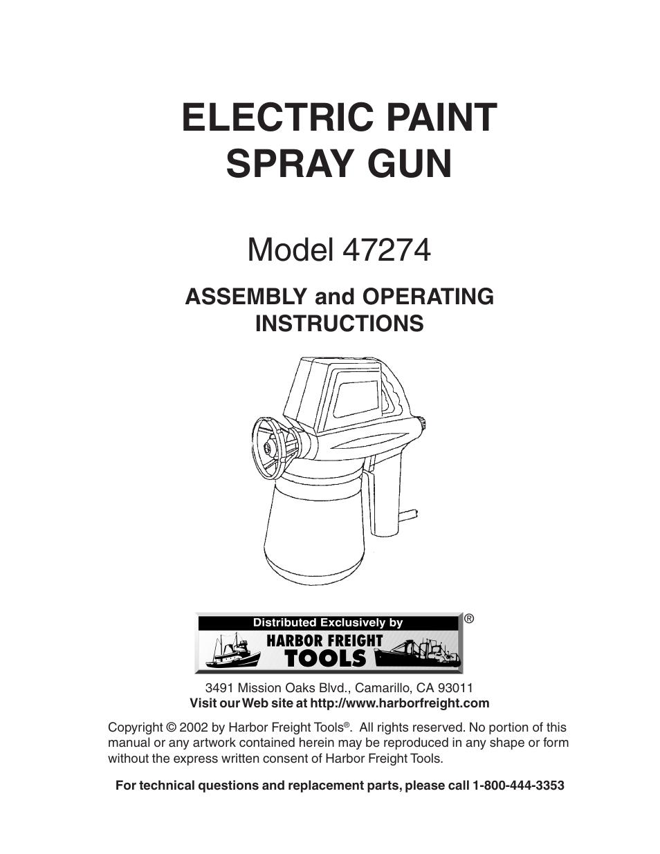 Harbor Freight Tools 47274 User Manual | 9 pages