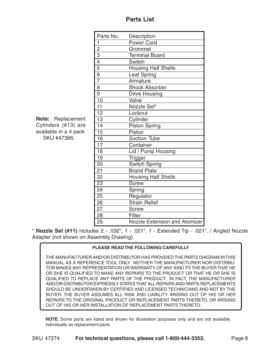 Harbor Freight Tools 47274 User Manual | Page 8 / 9