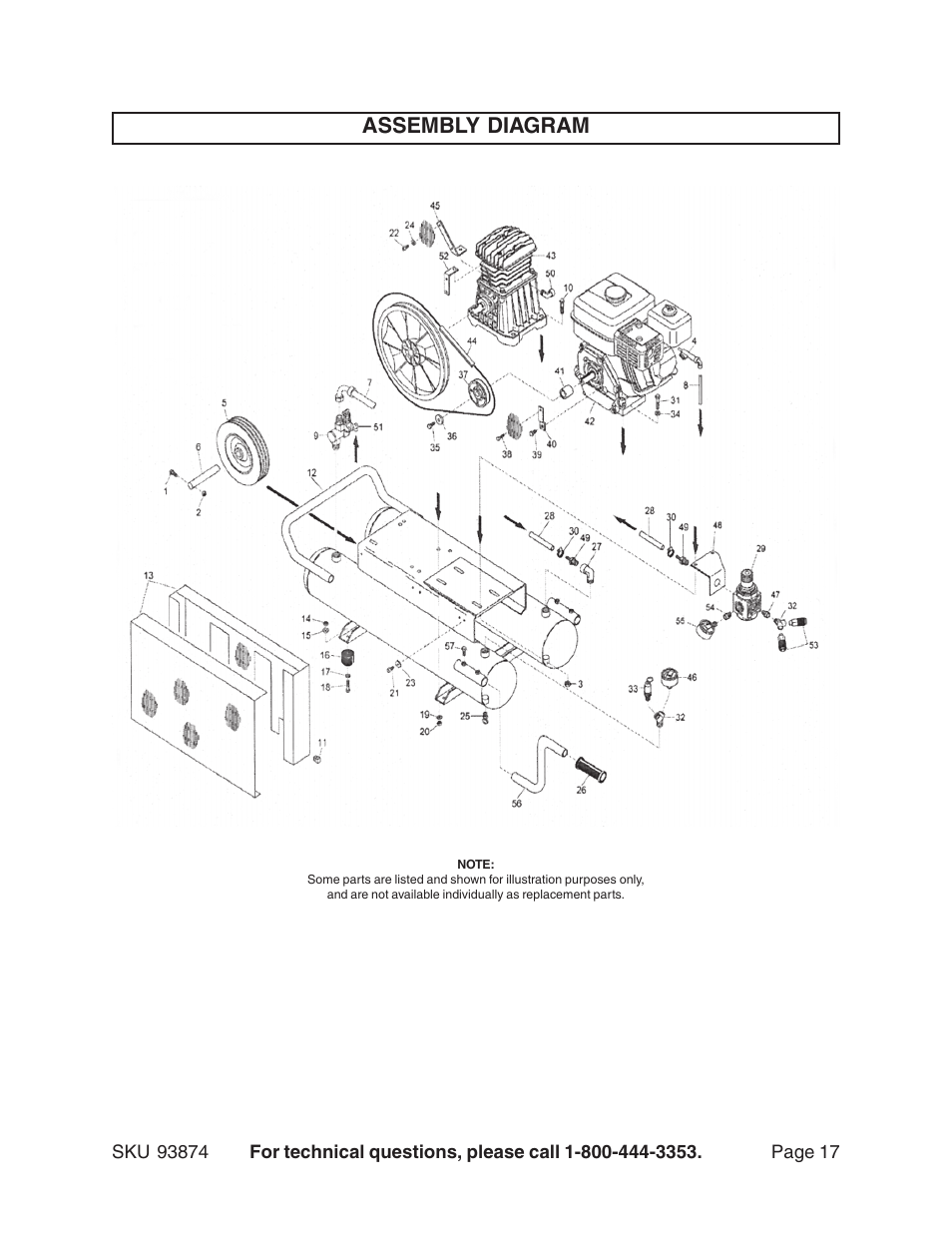 Assembly diagram | Harbor Freight Tools 93874 User Manual | Page 17 / 19