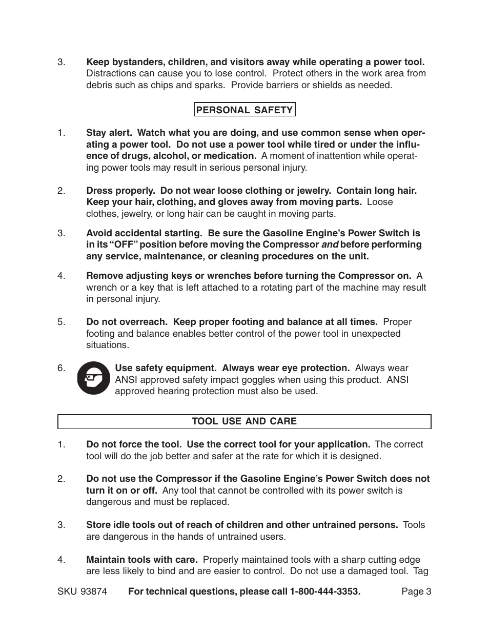 Harbor Freight Tools 93874 User Manual | Page 3 / 19