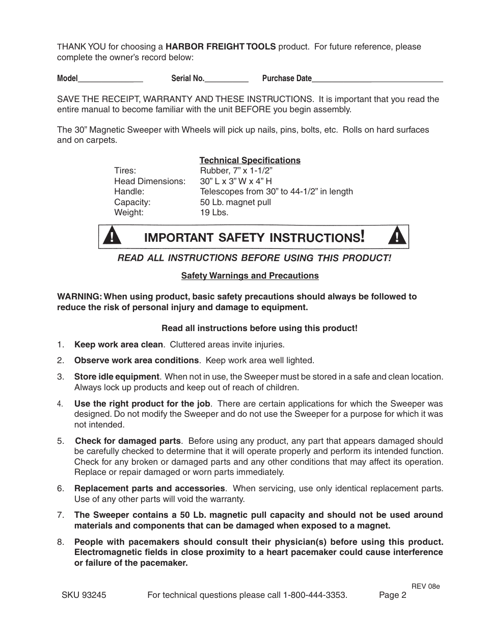 Harbor Freight Tools 93245 User Manual | Page 2 / 5