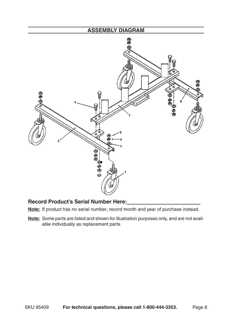 Harbor Freight Tools 95409 User Manual | Page 6 / 6